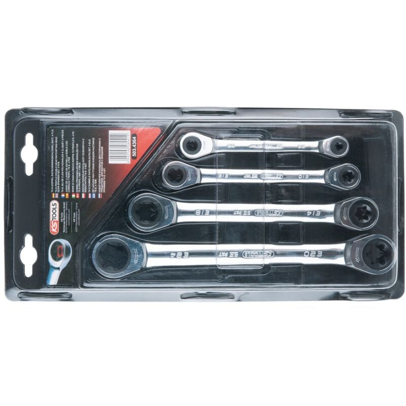 KS Tools GEARplus Torx-E-Doppel-Ratschenringschlüssel-Satz, 4-tlg.