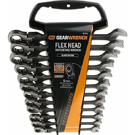 NONE GearWrench 9412BE Chiave Combinata a Cricchetto a 12 punti Metrica/Chiave Inglese, Nero, 8 - 19 mm, set di 12 Pezzi