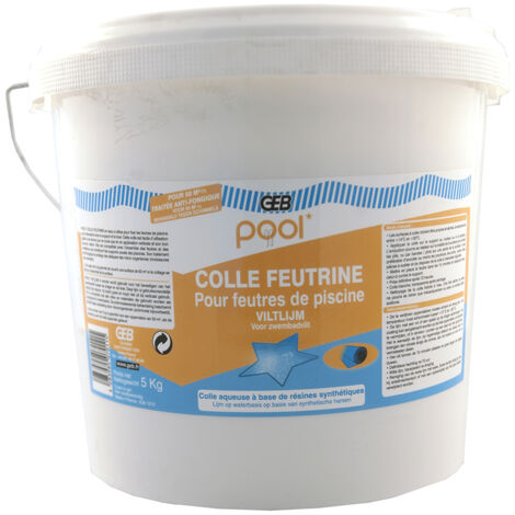 GEB – Colle feutrine piscine 5 kg – Aqueuse pour collage feutres sur béton, bois et polystyrène – Texture non coulante, antifongique