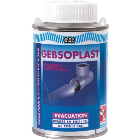 GEB – Colle gel transparente pour raccords PVC évacuation – 250ml – Résistance sous pression – Pour canalisations d'eau froide non potable