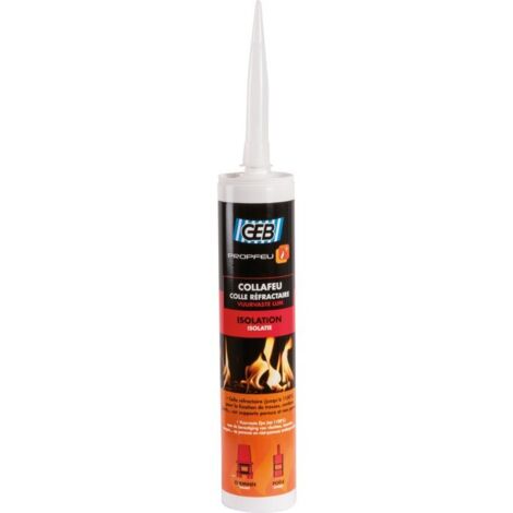 GEB – Colle mastic réfractaire 310 ml – Tenue jusqu'à 1500°C – Pour briques, cheminées, foyers – Pâteux, ne coule pas