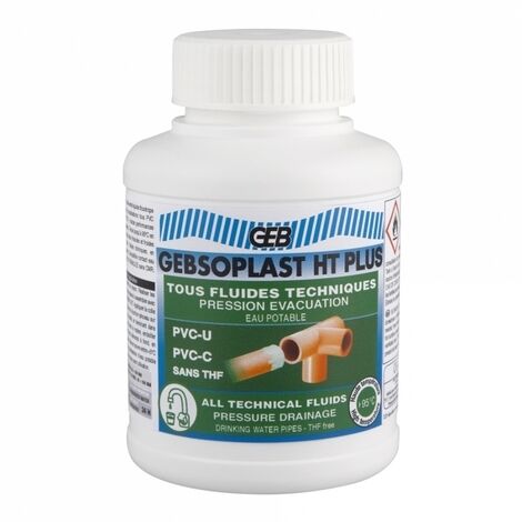 GEB – Colle PVC verte haute résistance pour canalisations – Assemblage sous pression d'eau potable – Résistance à 48 bars – 250ml