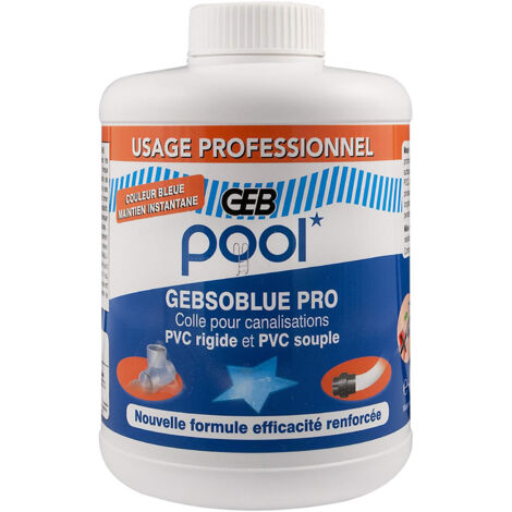 GEB – Colle spéciale piscine pour PVC souple et rigide – Collage instantané 250ml – Résiste à l'eau salée et aux produits de traitement