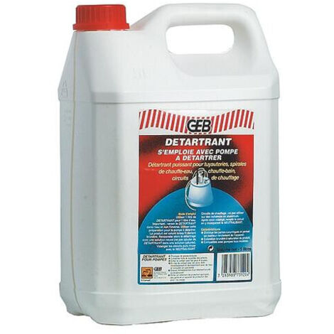 GEB – Détartrant puissant 10 litres – Élimine le tartre dans tuyauteries et chauffe-eau – Compatible acier, cuivre, laiton – Sans danger pour plastiques