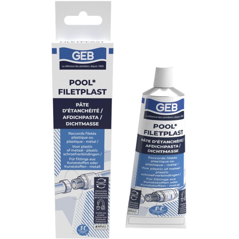 GEB - Pâte d'étanchéité eau potable Filetplast pool- Etui tube 100g