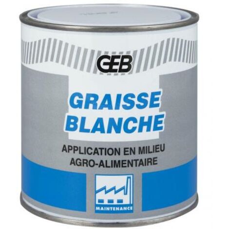GEB – Graisse blanche pour contact alimentaire – 600 g – Grade NLGI 2 – Stable à l'oxydation – Non tâchante et inerte