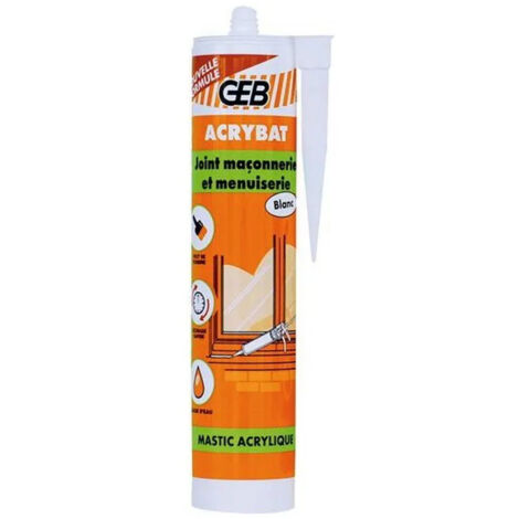 GEB – Mastic d'étanchéité acrylique 310 ml – Pour joints maçonnerie et menuiserie – Peinture possible – Utilisation intérieure et extérieure