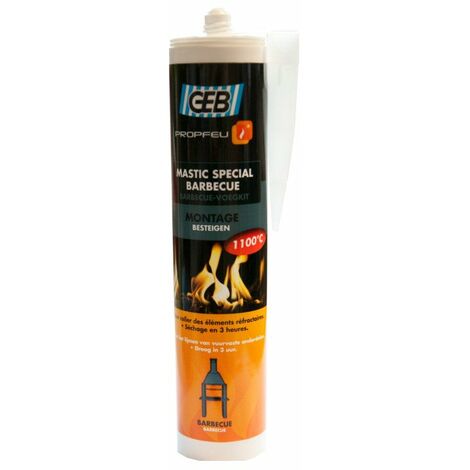 GEB – Mastic de fixation spécial barbecue – 310ml – Tenue en température jusqu'à 1 100°C – Sèchage rapide en 3 heures – Pour éléments réfractaires