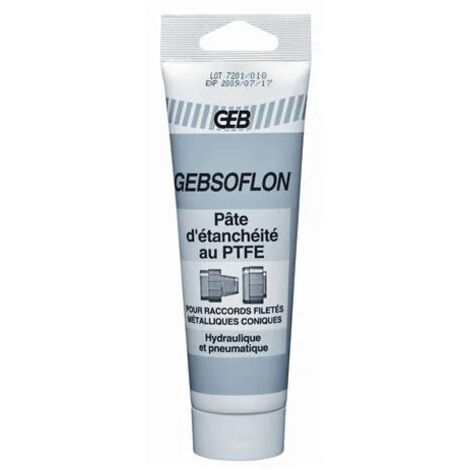 GEB – Pâte à joint PTFE pour filetage métallique – Étanchéité jusqu'à 40 bars – Température de -18°C à +260°C – Contenance 125 ml