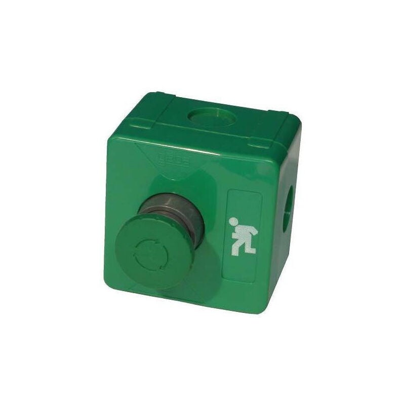 Geba - Boite 1 bouton vert 'coup de poing vert' à accrochage