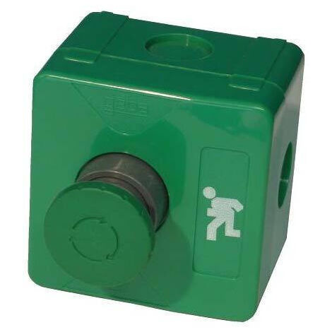 GEBA Boite 1 bouton VERT 'coup de poing VERT' à accrochage GEBA