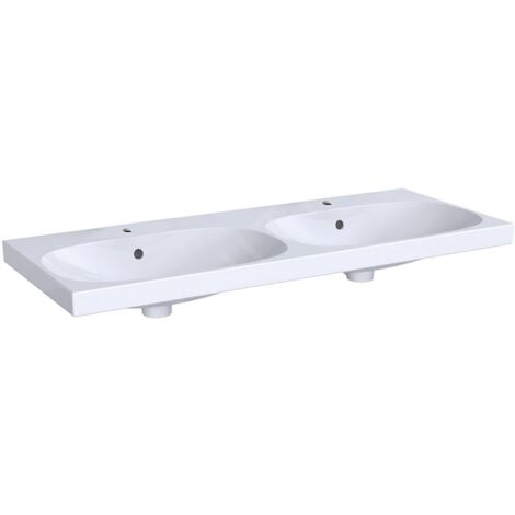 Geberit Acanto double lavabo, 2 trous de robinetterie, avec