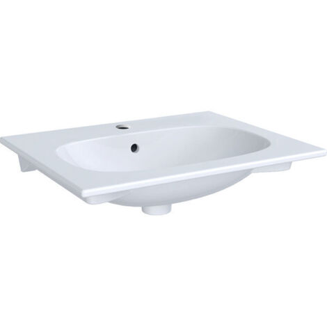 Geberit ACANTO Slim Lavabo 600x480mm con foro rubinetto con troppopieno bianco m KeraTect