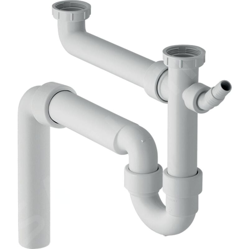 Geberit - Accessoires - Siphon pour éviers double, avec embout cannelé équerre, sortie verticale, d 50 mm 152.553.11.1