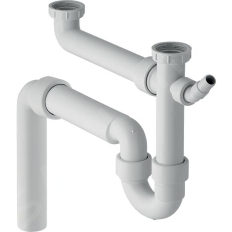 Geberit Accessoires - Siphon pour éviers double, avec embout cannelé équerre, sortie verticale, d 50 mm 152.553.11.1
