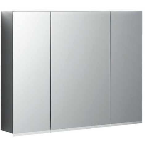 Geberit – Armoire murale de salle de bain avec éclairage LED – 3 portes – Largeur 90cm, Hauteur 70cm, Profondeur 17.2cm – Miroirs intérieur et extérieur