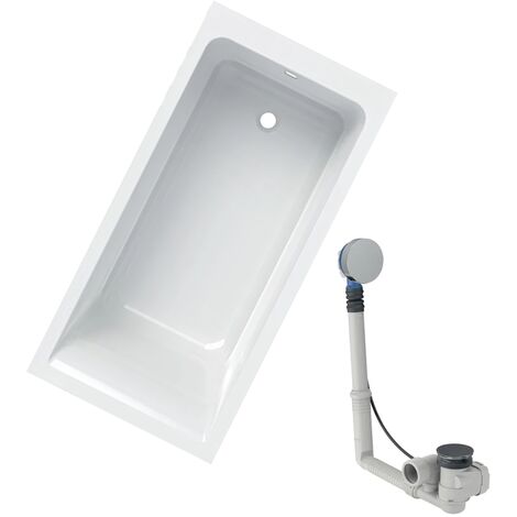Geberit – Baignoire acrylique sanitaire rectangulaire 160x70cm – Avec pieds – Vidage rotatif – Capacité 178L – Hauteur 42cm