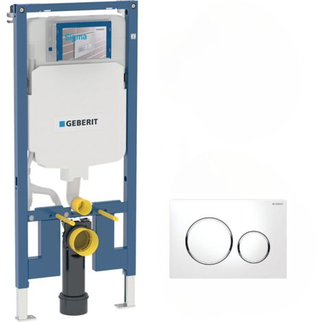 Geberit – Bâti-support WC extra-plat 114 cm – Réservoir à encastrer Sigma 8 cm – Plaque de déclenchement Sigma 20 – Blanc et chromé