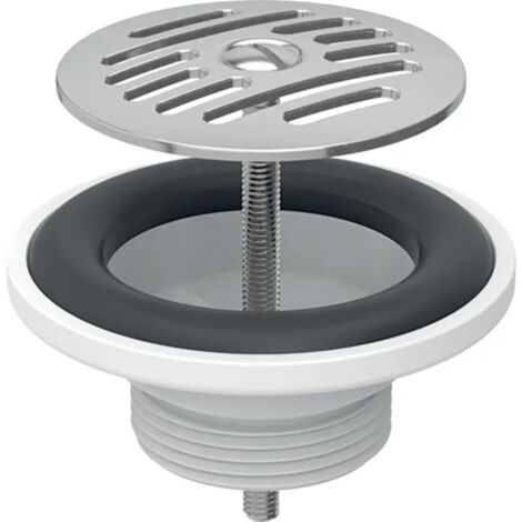 Geberit – Bonde de lavabo écoulement libre avec grille – Acier inoxydable – Diamètre crépine 63 mm – Raccord à vis 1'1/4