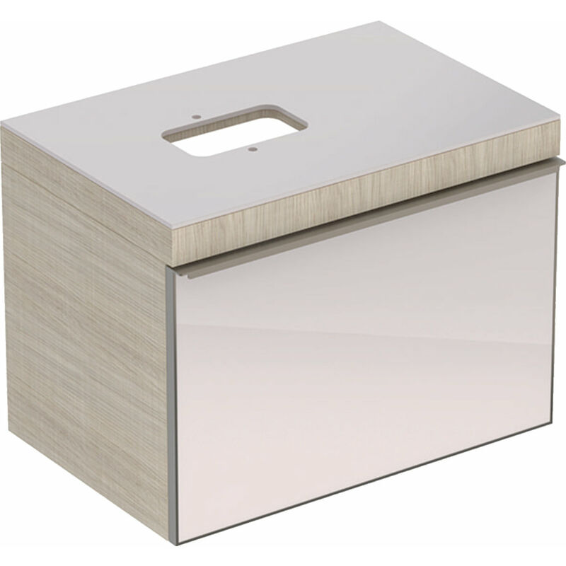 

Keramag - Mueble de Geberit Citterio 500558JI1, con tapa de cristal y recorte de sifón, 73.4x54.3x50.4cm, estructura de madera de roble beige