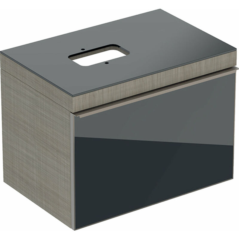 

Keramag - Mueble de Geberit Citterio 500558JJ1, con tapa de cristal y recorte de sifón, 73.4x54.3x50.4cm, estructura de madera roble gris-marrón