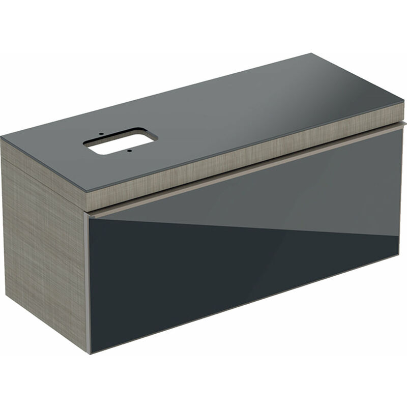 

Keramag - Mueble de Geberit Citterio 500561JJ1, con tapa de cristal y recorte de sifón, 118.4x54.3x50.4cm, estructura de madera roble gris-marrón