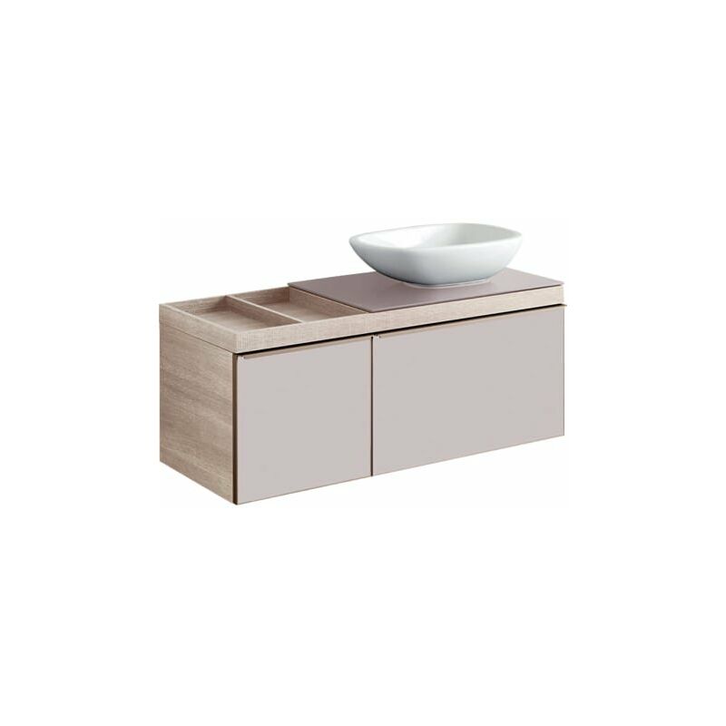 

Keramag - Mueble de Geberit Citterio 500.565.JI.1, con tapa de cristal y estante a la izquierda, 118.4x54.3x50.4cm, estructura de madera de roble