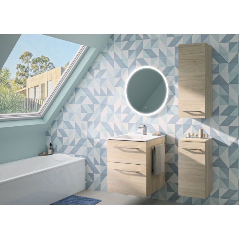 Geberit - Colonne Mi-Haute Selva avec 1 Porte - Gamme Modulable - Poignée / Porte-Serviettes - Rangement Spacieux avec Étagères - Hauteur 85 cm,