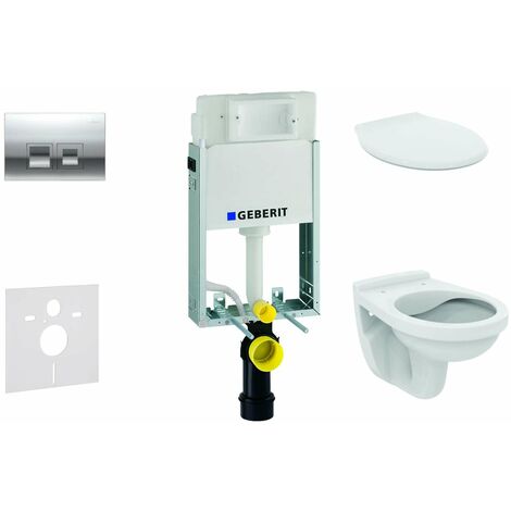 Geberit Combifix - Modulo di installazione a parete, WC Alpha con sedile, placca di comando Delta35, cromo lucido 110.100.00.1 NR5