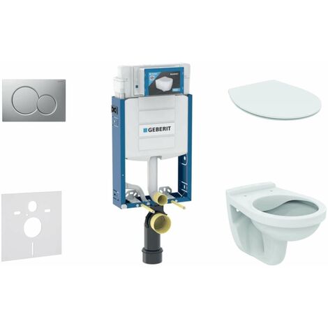 Geberit Combifix - Modulo di installazione a parete, WC Alpha con sedile, placca di comando Sigma01, cromo opaco 110.302.00.5 ND3