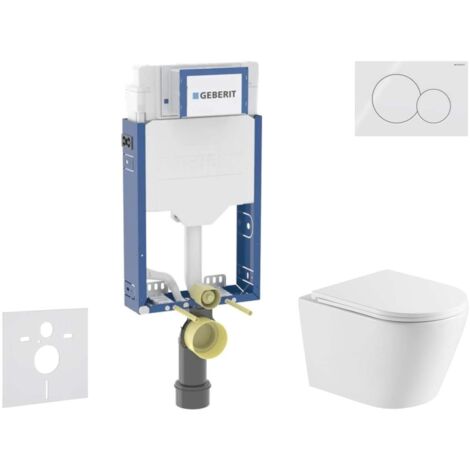 Geberit Combifix - Set con modulo di installazione, vaso WC Nefia e copriwater softclose, placca di comando Sigma01, bianco alpino SANI15CA3146