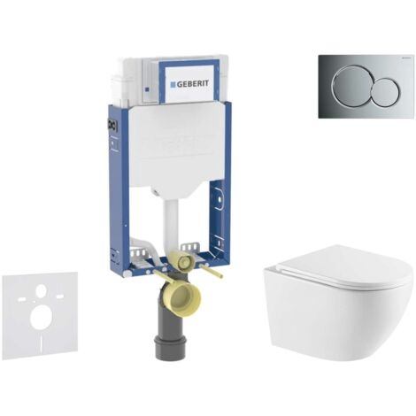 Geberit Combifix - Set con modulo di installazione, vaso WC Oudee e copriwater softclose, placca di comando Sigma01, cromo lucido SANI15CA1142