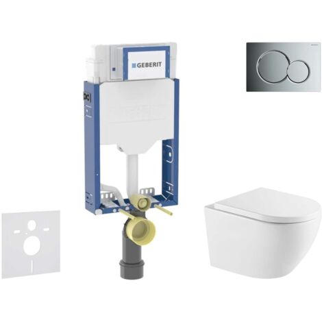 Geberit Combifix - Set con modulo di installazione, vaso WC Oudee e copriwater softclose, placca di comando Sigma01, cromo lucido SANI15CA1144