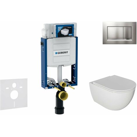 Geberit Combifix - Set con modulo di installazione, vaso WC Oudee e copriwater softclose, placca di comando Sigma20, cromo opaco smaltato/cromo SANI15CA1116