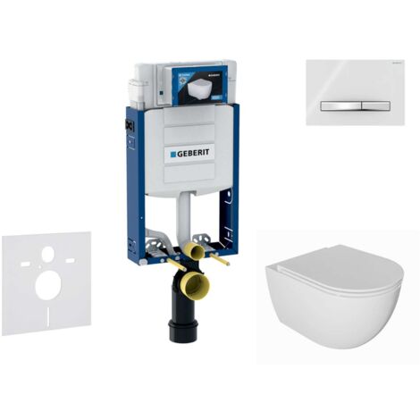 Geberit Combifix - Set con modulo di installazione, vaso WC Oudee e copriwater softclose, placca di comando Sigma50, cromo/bianco alpino SANI15CA3123