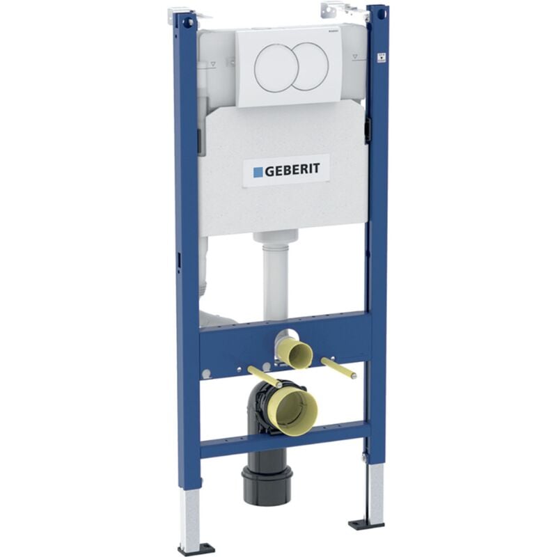 Delta Pack bâti-support Duofix 112cm + Plaque de commande Delta01, Blanche + Fixations murales (111.154.11.2) - Geberit