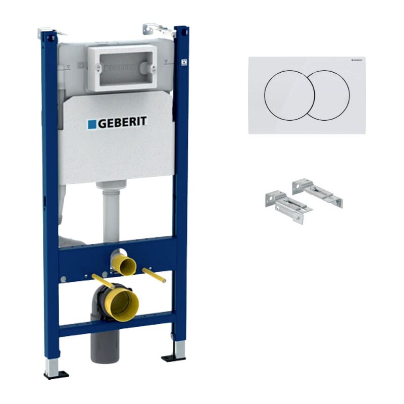 Delta Pack Duofix support frame 112cm + Delta01 White flush plate + Wall fixings (111.154.11.2) - Geberit