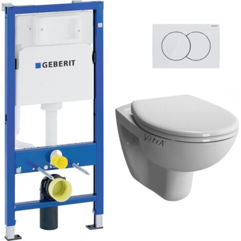 Geberit Duofix 112cm Toilet Frame + Vitra Normus toilet + Softclose seat + White plate (NORMUSGEB1)