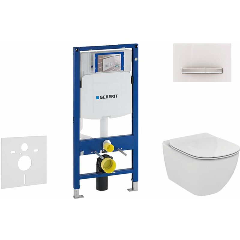 Duofix - Bâti-support pour wc suspendu avec plaque de déclenchement Sigma50, blanc alpin + Ideal Standard Tesi – cuvette et abattant 111.300.00.5 NF8
