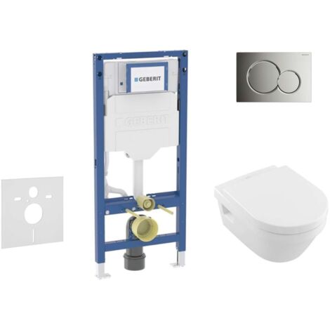 Geberit Duofix - Conjunto de módulo de instalación empotrada, inodoro Architectura y asiento softclose, pulsador de descarga Sigma01, cromo brillante SANI11CK1101