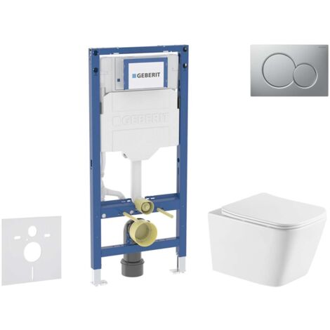 Geberit Duofix - Conjunto de módulo de instalación empotrada, inodoro Arkas l y asiento softclose, pulsador de descarga Sigma01, cromo lacado mate SANI11CA2116
