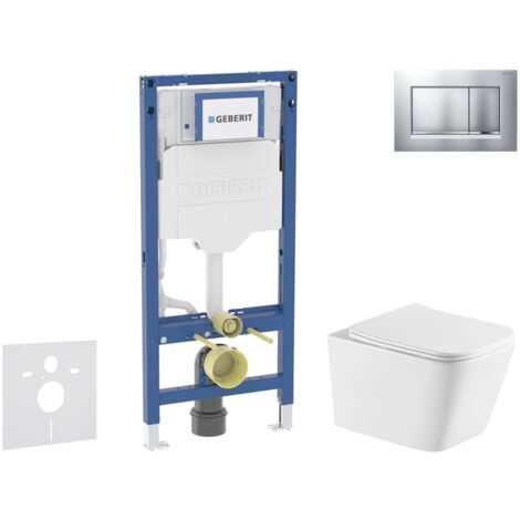 Geberit Duofix - Conjunto de módulo de instalación empotrada, inodoro Arkas l y asiento softclose, pulsador Sigma20, lacado cromo mate/cromo SANI11CA2115