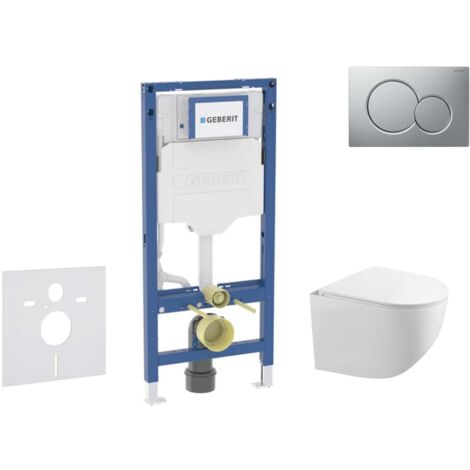 Geberit Duofix - Conjunto de módulo de instalación empotrada, inodoro Gaia y asiento softclose, pulsador de descarga Sigma01, cromo lacado mate SANI11CA1129B