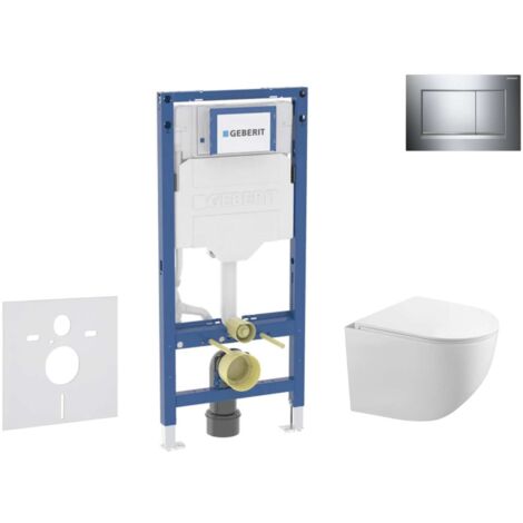 Geberit Duofix - Conjunto de módulo de instalación empotrada, inodoro Gaia y asiento softclose, pulsador de descarga Sigma20, cromo/cromo mate SANI11CA1127B