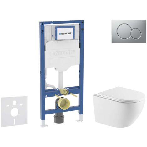 Geberit Duofix - Conjunto de módulo de instalación empotrada, Inodoro Oudee y asiento con cierre suave, botón Sigma01, Cromo lacado mate SANI11CA2110