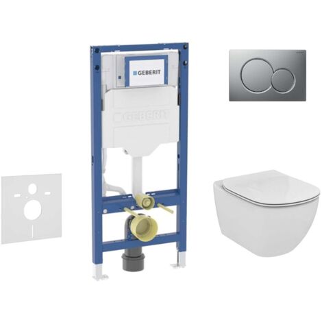 Geberit Duofix - Conjunto de módulo de instalación empotrada, inodoro Tesi y asiento softclose, pulsador Sigma01, cromo mate SANI11CD2134