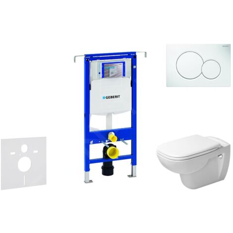 Geberit Duofix - Ensemble bâti-support, cuvette de toilette et siège D-Code, Rimless, SoftClose, plaque Sigma01, blanc alpin
