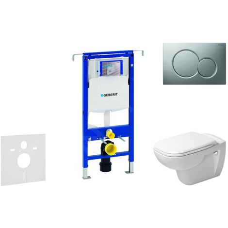 Geberit Duofix - Ensemble bâti-support, cuvette de toilette et siège D-Code, Rimless, SoftClose, plaque Sigma01, chrome mat