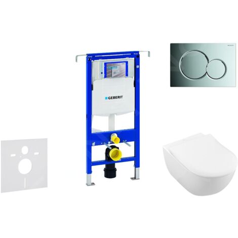Geberit Duofix - Ensemble bâti-support, cuvette de toilette et siège Subway 2.0, DirectFlush, SoftClose, CeramicPlus et plaque