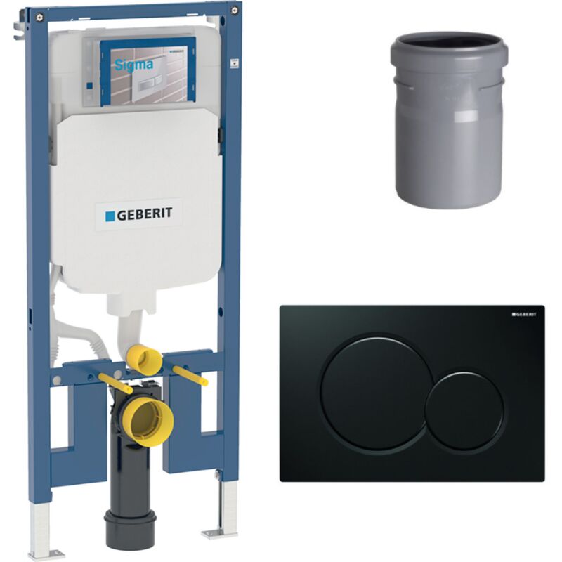 Duofix Pack Bâti-support extra-plat 114 cm UP720, gain de place + Plaque Sigma01, Noir brillant (111.796.00.1-A)